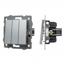 Механизм выключателя трехклавишный непроходной SWT-MK03-PL-GR-V (250V, 10A) (Arlight, -)